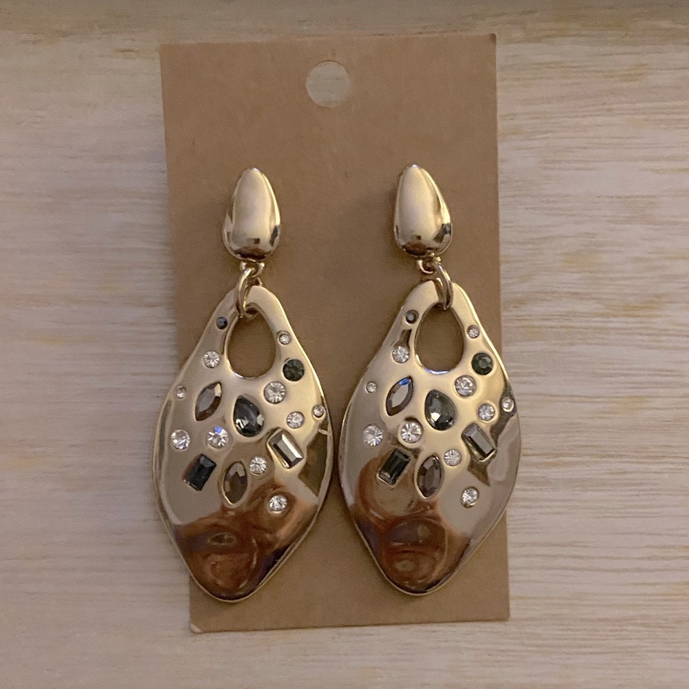 *3 for $20* Gold Clustered Rhinestone Earrings